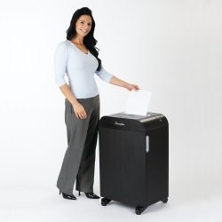 Woman about to use GBC Jam Free Shredder, LM12-30